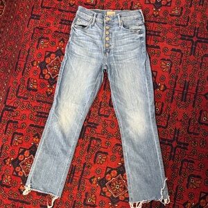 MOTHER Denim Straight Leg Jeans with Button Fly